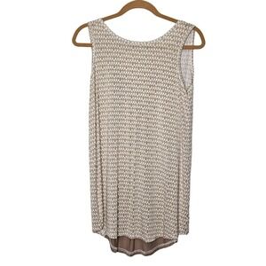 Yala Womens Sleeveless Tan Houndstooth Print‎ Top Medium V-Neck Bamboo Oversized